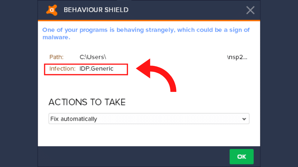 The behavior of IDP.Generic Malware