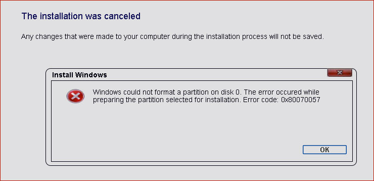 Error Code 0x80070057 