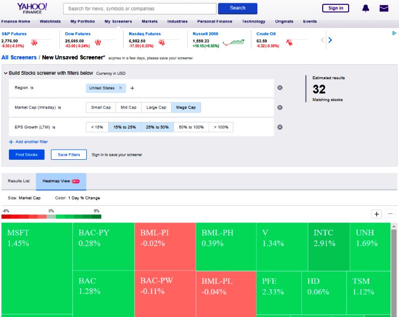 Yahoo Finance Stock Screener