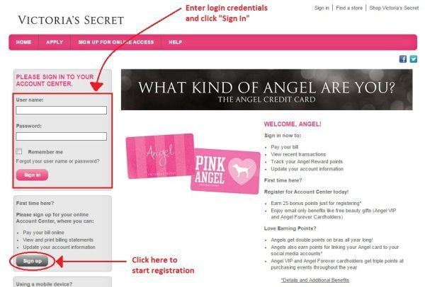 victoria secret credit card login