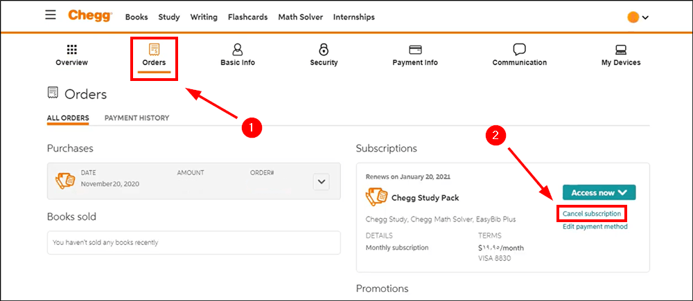 How to cancel Chegg subscription